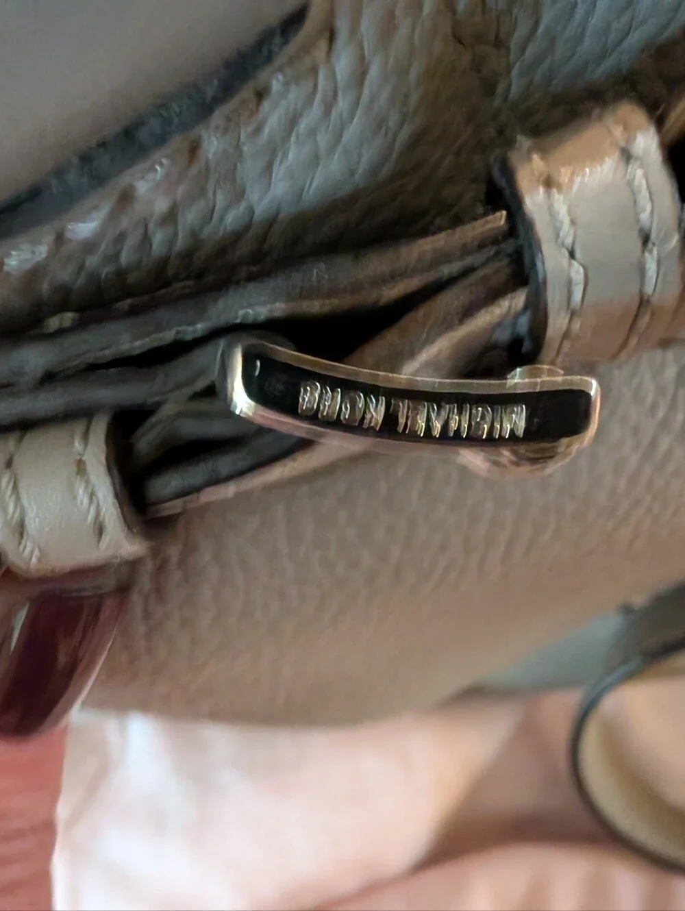 Michael Kors Taupe Leather Classic Hamilton Bag with Silver Hardware